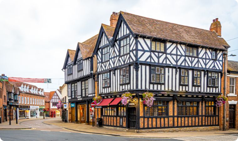 Tudor style houses in Stratford-upon-Avon